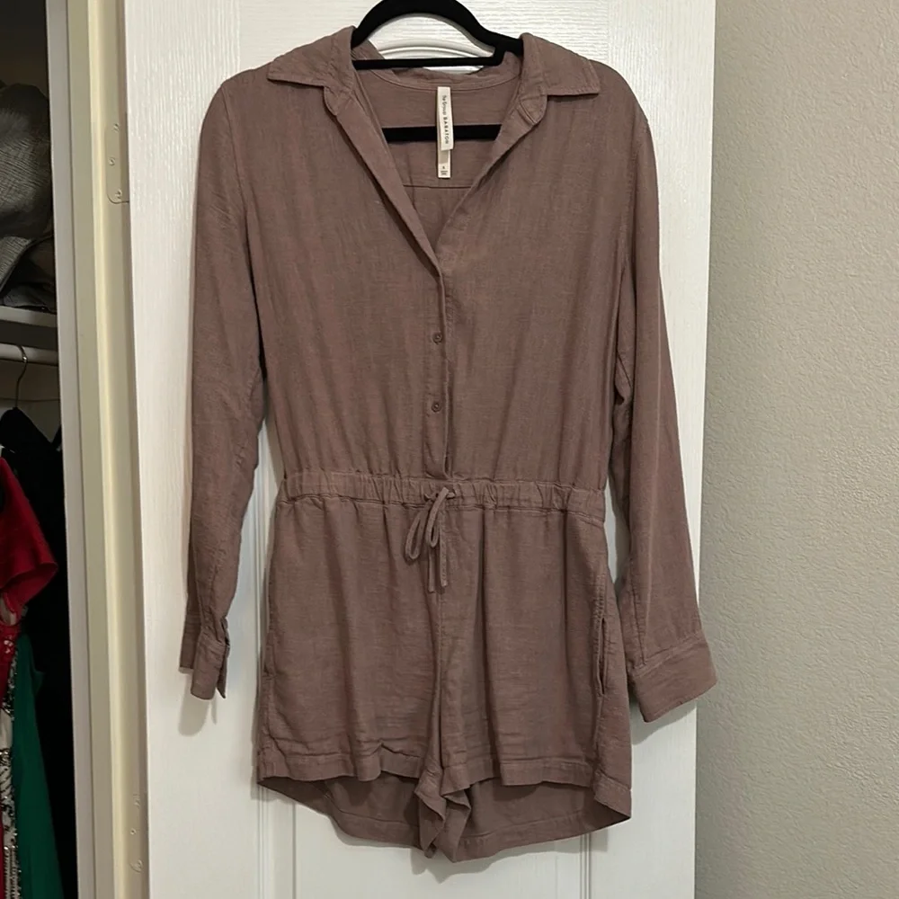 Babaton aritzia purple linen romper